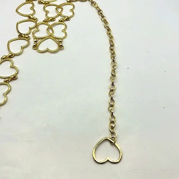 Heart chain Link Belt Adjustable Gold Tone. Hearts Love Boho Hippi Love Romance - Picture 11 of 12